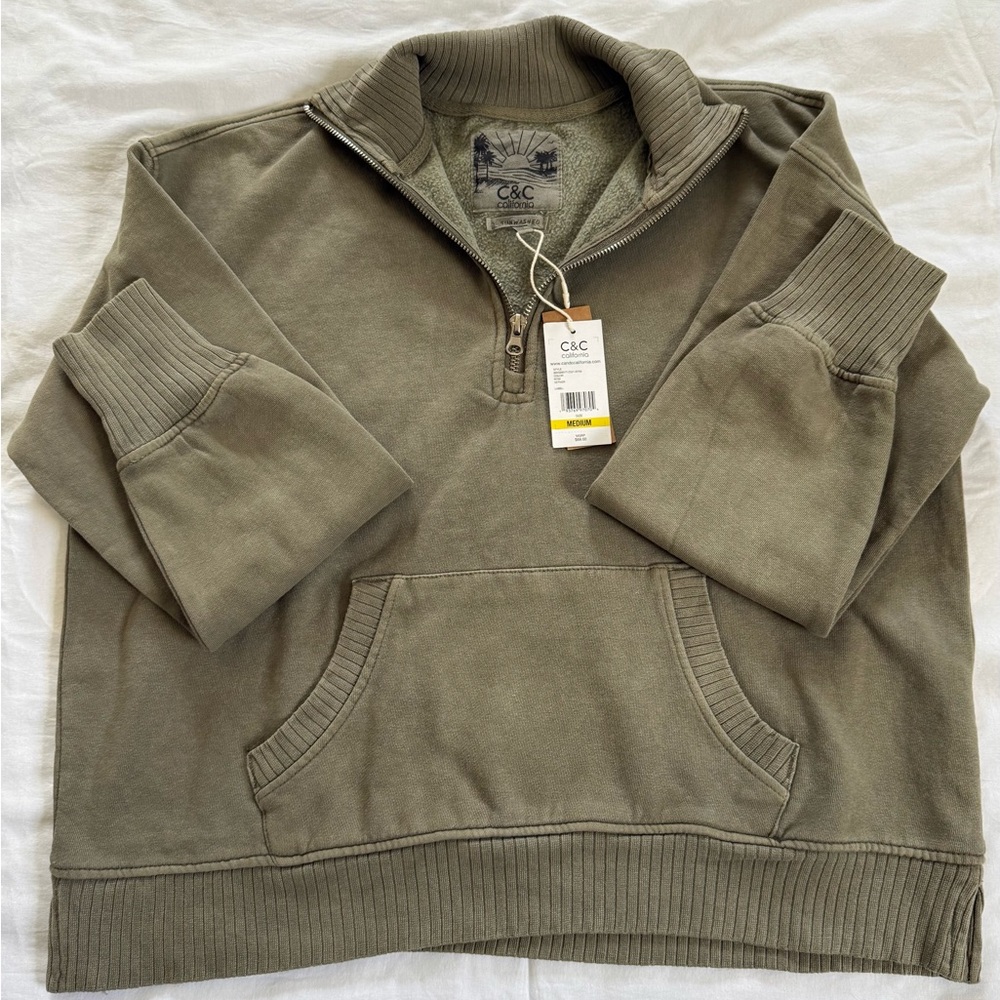 C & C California Sunwashed Fleece Quarter Zip Sweatshirt - Picture 5 of 6
